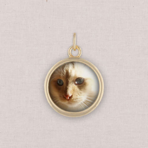 Gold Photo Charm, Circle, White