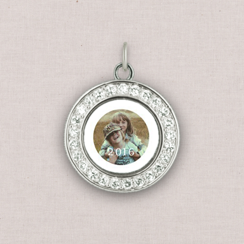 Silver Lisa Photo Charm, Crystal Halo, White