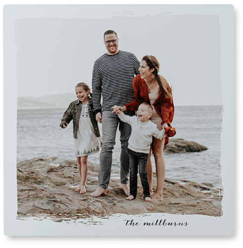 Airy Border Photo Tile, Metal, 8x8, Gray