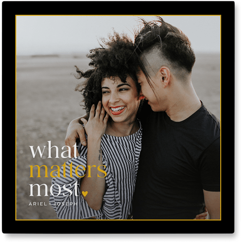 What Matters Most Photo Tile, Metal, 12x12, Black
