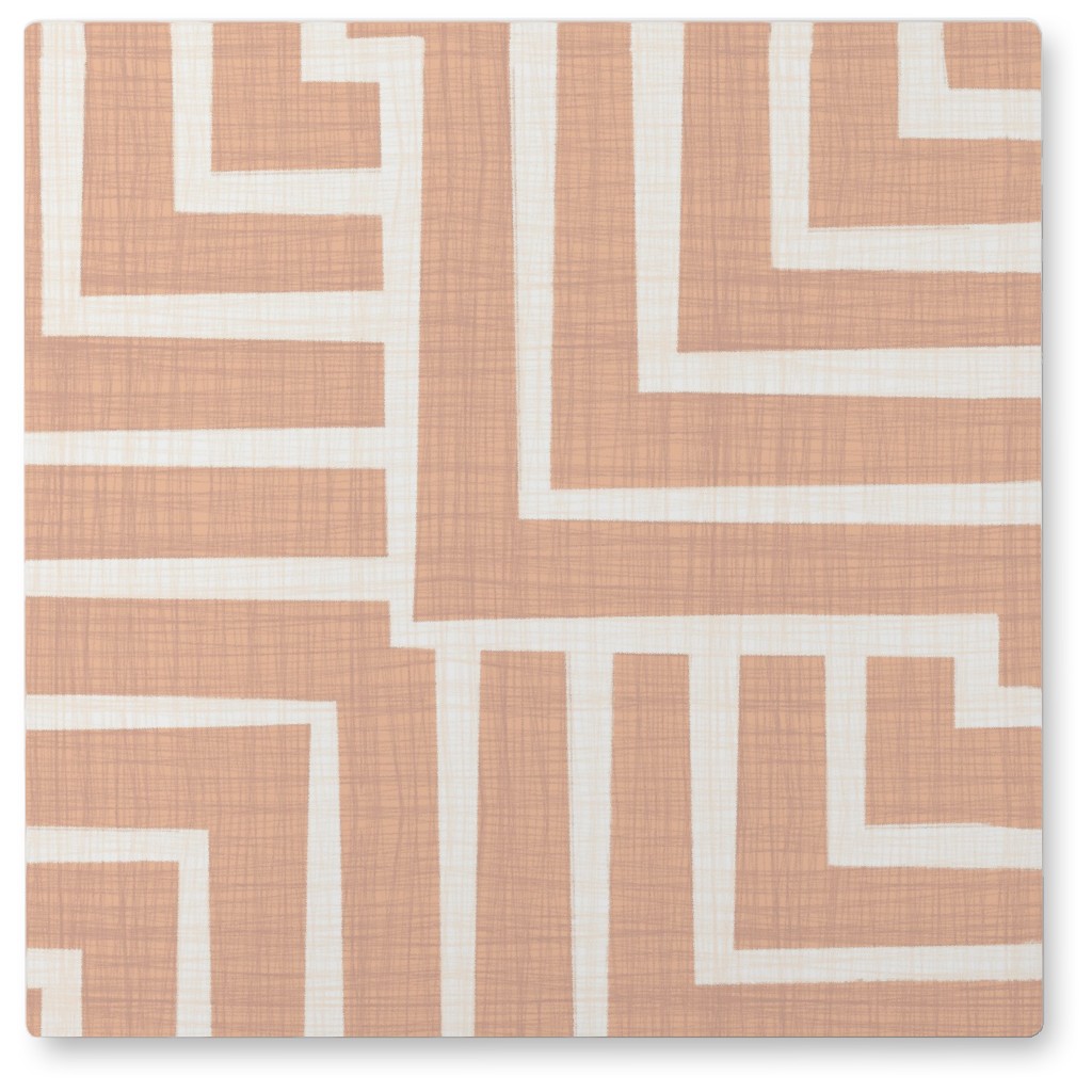 Square Angles - Pink Photo Tile, Metal, 8x8, Pink, Bright Pink