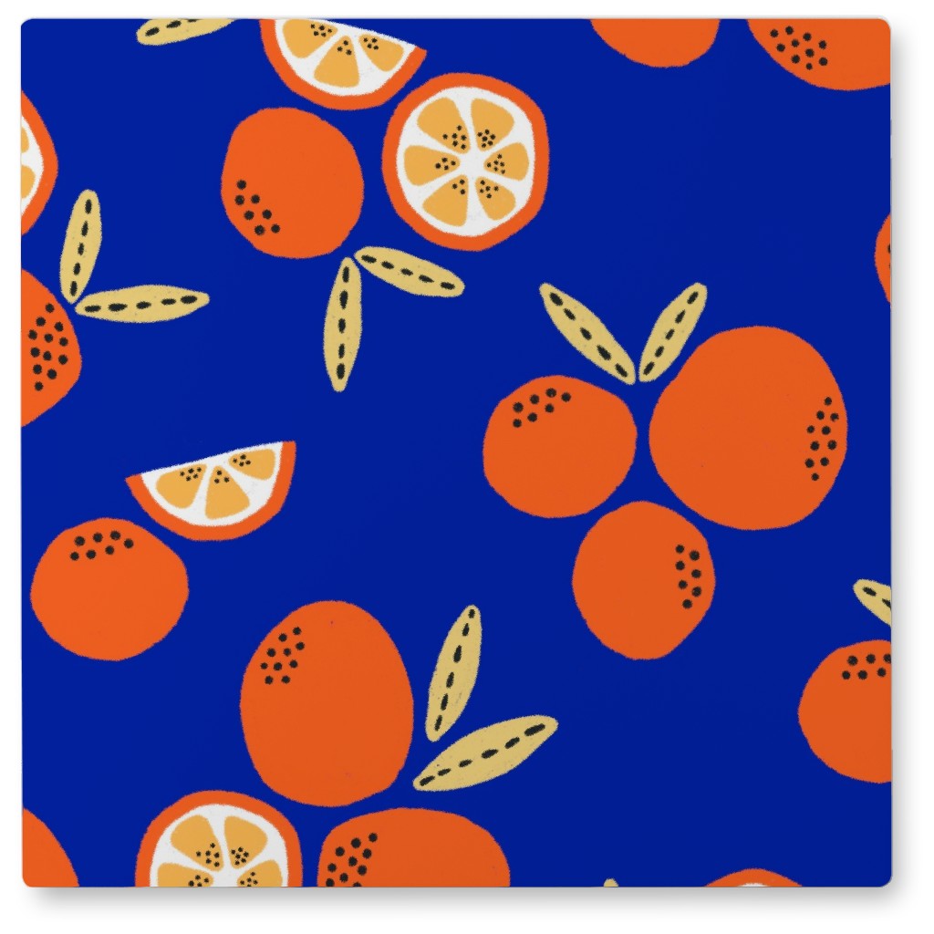 Clemantine - Blue Photo Tile, Metal, 8x8, Blue, True Blue