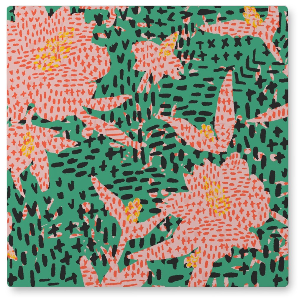 Bazaar Maxima Prairie Photo Tile, Metal, 8x8, Green, Classic Green