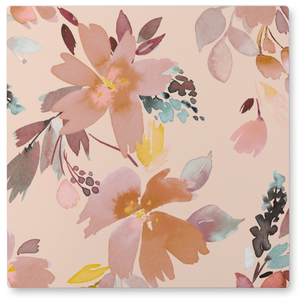 Summery Oleander Floral - Soft Pink Photo Tile, Metal, 8x8, Pink