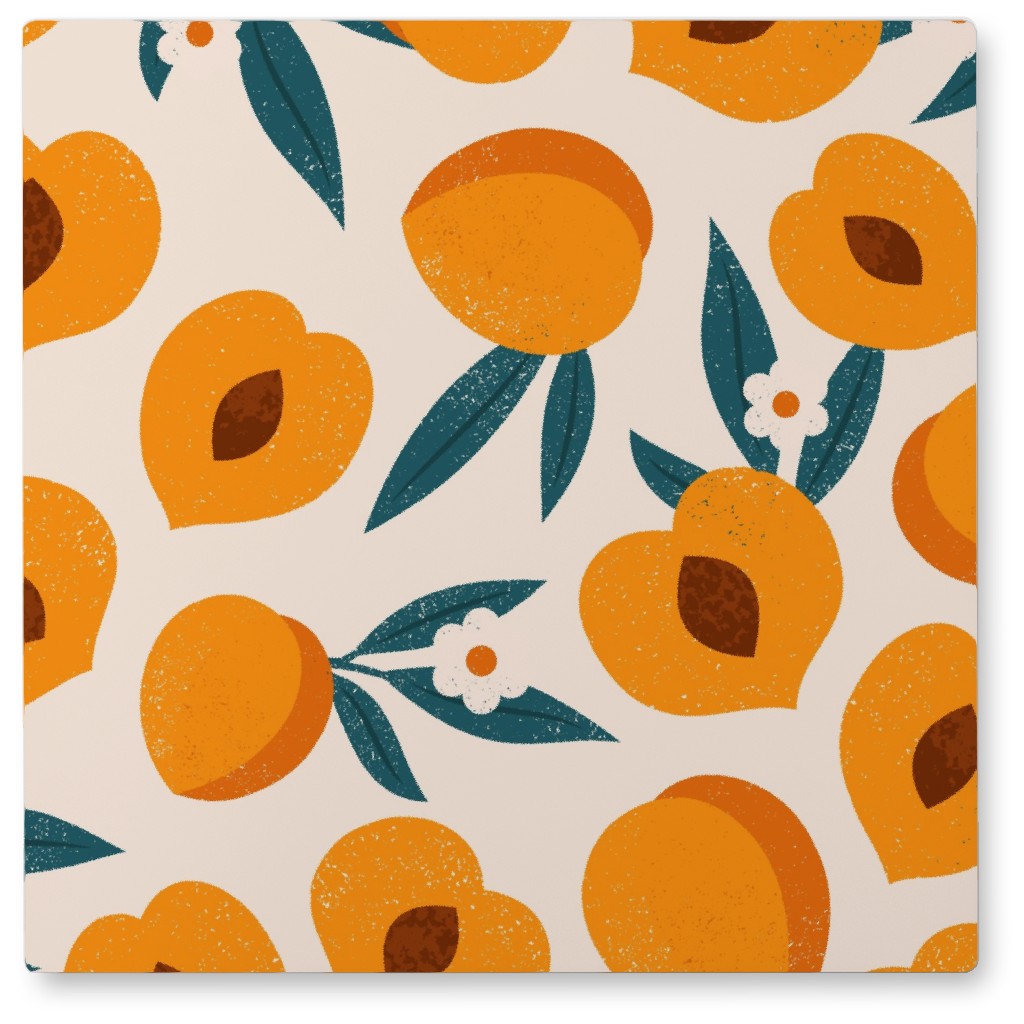 Summer Peches - Orange Photo Tile, Metal, 8x8, Orange