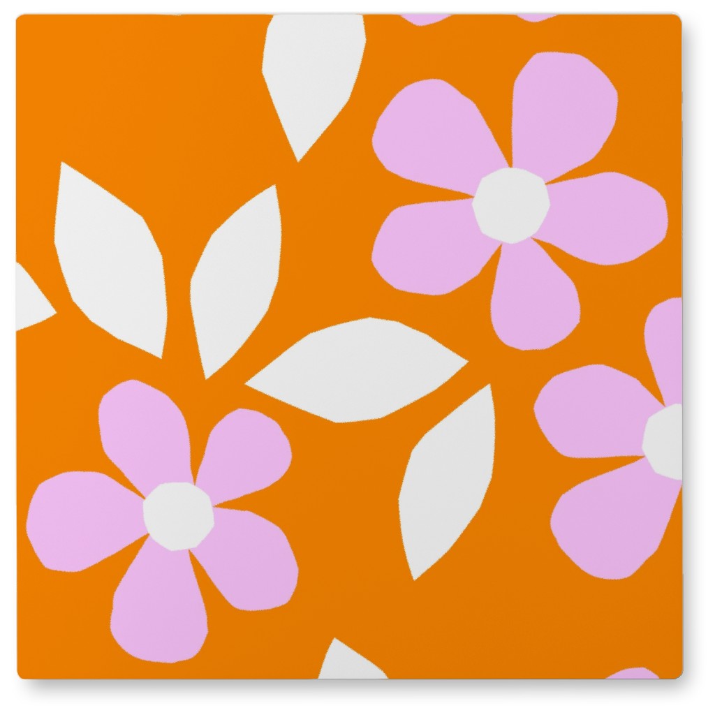 Bloom Happy Floral - Multi Photo Tile, Metal, 8x8, Pink
