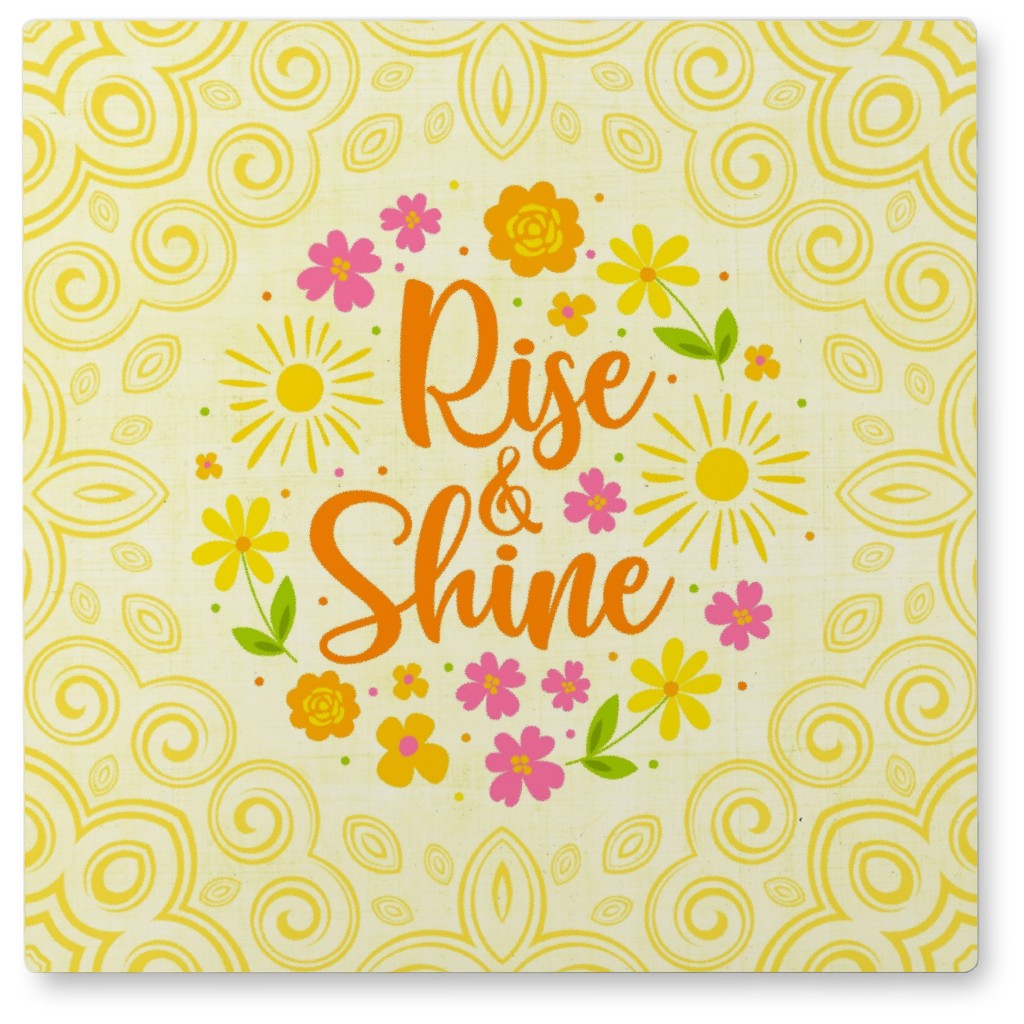 Rise and Shine Spring Floral - Yellow Photo Tile, Metal, 8x8, Yellow