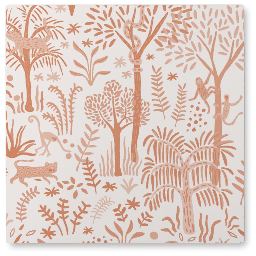 Indian Garden - Peachy Photo Tile, Metal, 8x8, Pink