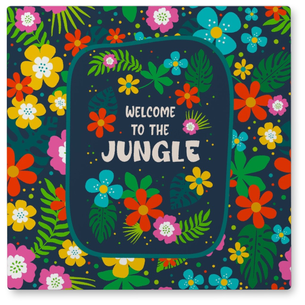Welcome To the Jungle Photo Tile, Metal, 8x8, Multicolor, Silhouette