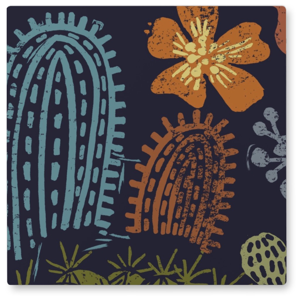 Cactus Garden - Dark Photo Tile, Metal, 8x8, Green, Classic Green