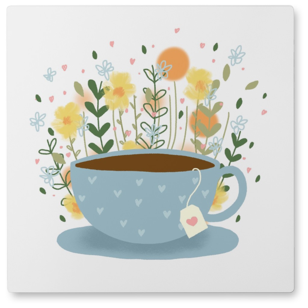 Teacup With Flowers - Multi Photo Tile, Metal, 8x8, Multicolor