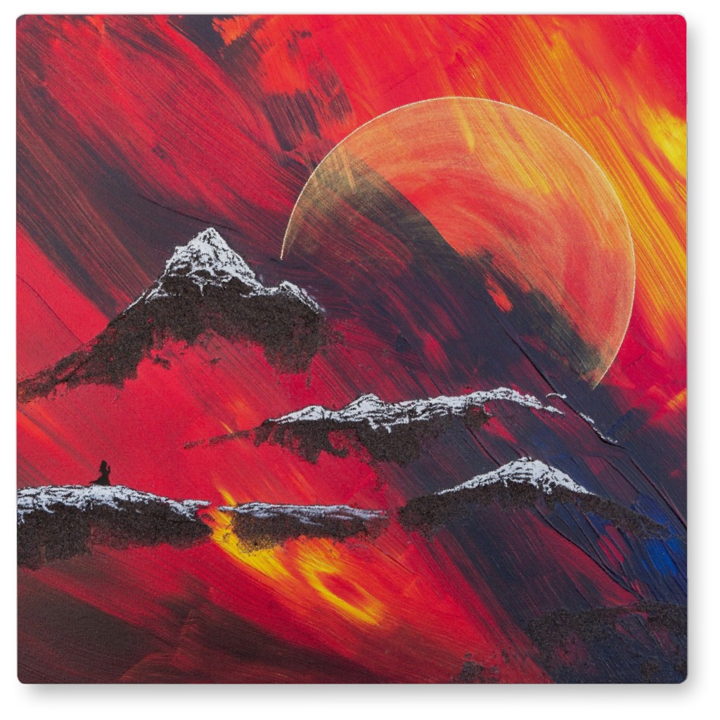 Ascend Your Inner Volcano - Red Photo Tile, Metal, 8x8, Red, Red
