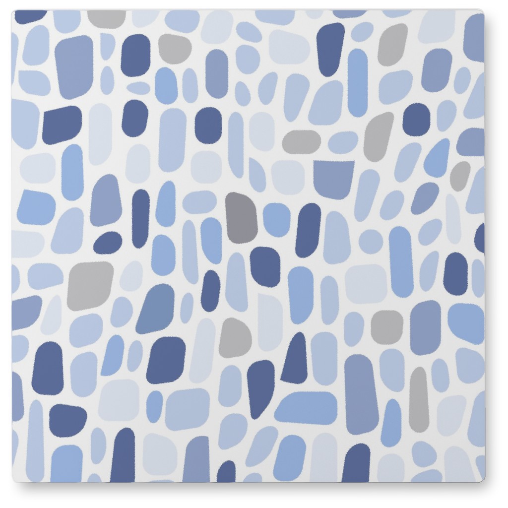 Abstract Pebbles - Blue Photo Tile, Metal, 8x8, Blue