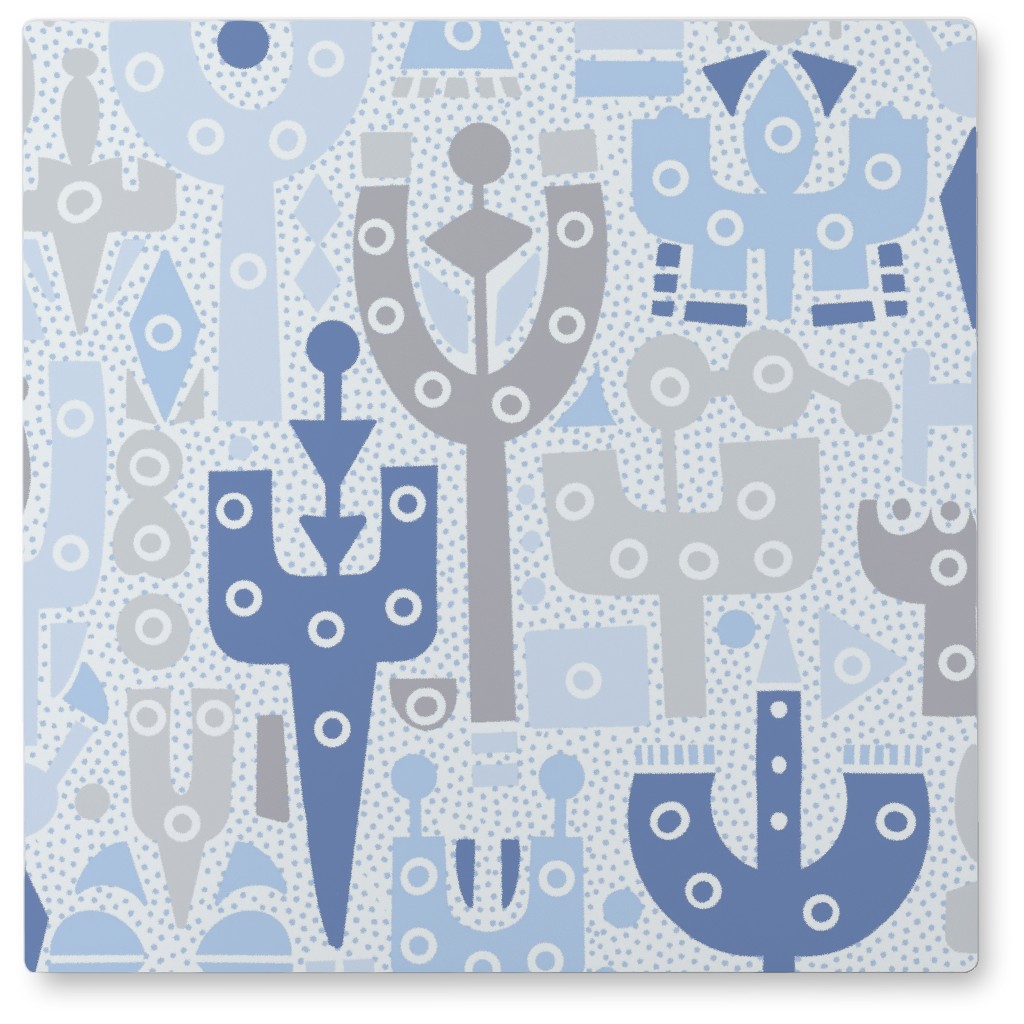 Tuning Forks - Blue and Gray Photo Tile, Metal, 8x8, Blue