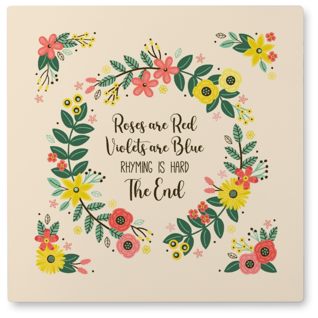 Roses Are Red, Violets Are Blue - Multi Photo Tile, Metal, 8x8, Yellow, Classic Yellow