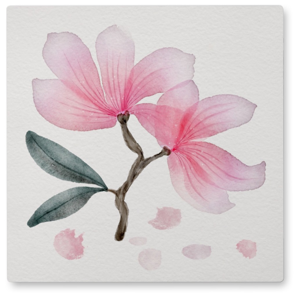 Magnolia - Pink Photo Tile, Metal, 8x8, Pink