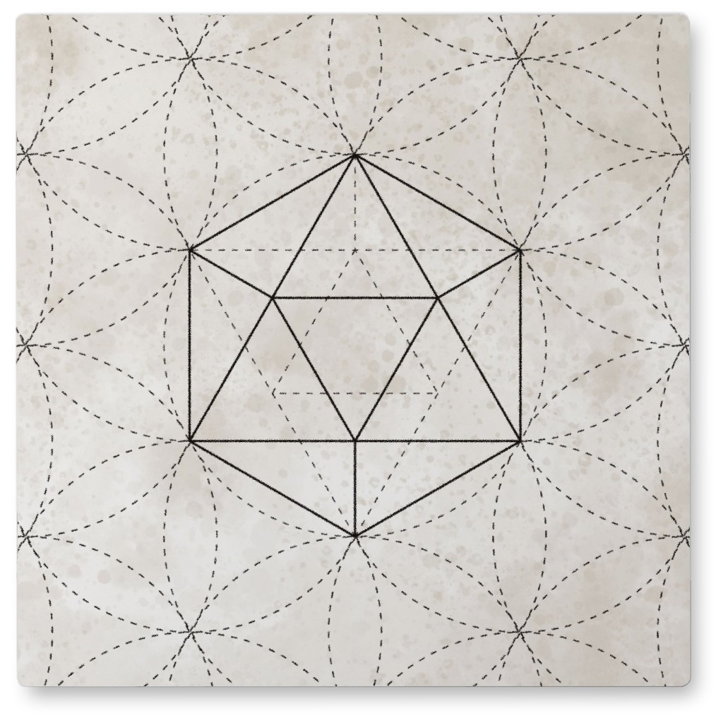 Sacred Geometry - Neutral Photo Tile, Metal, 8x8, Beige, Pearl