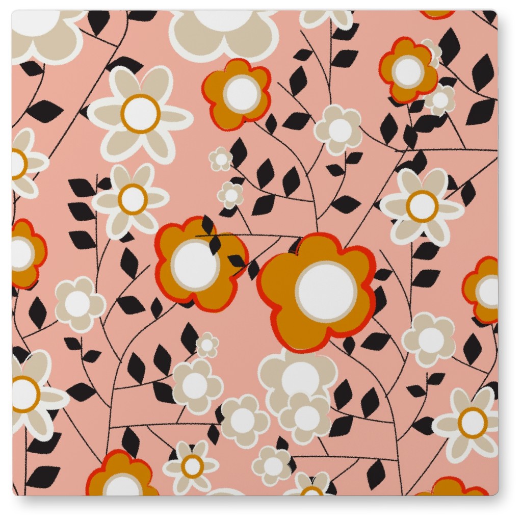 Field of Flowers Photo Tile, Metal, 8x8, Pink