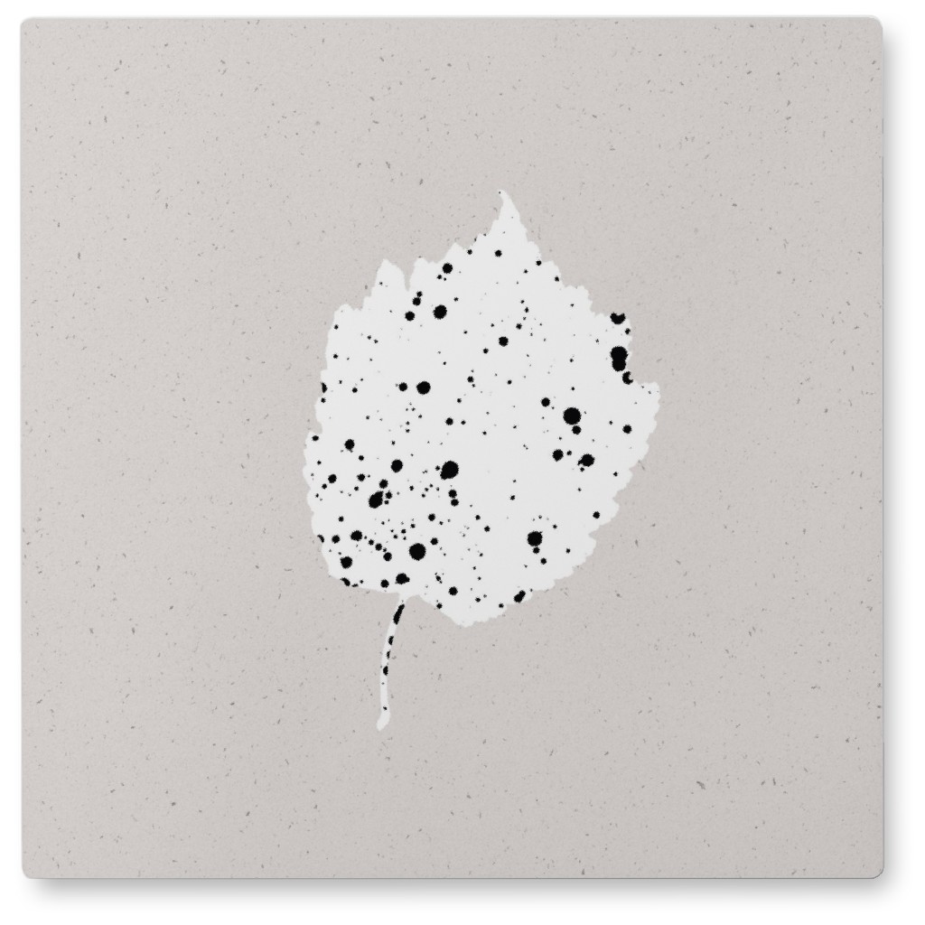 Delicate Minimalist Dot - Black and Beige Photo Tile, Metal, 8x8, Black