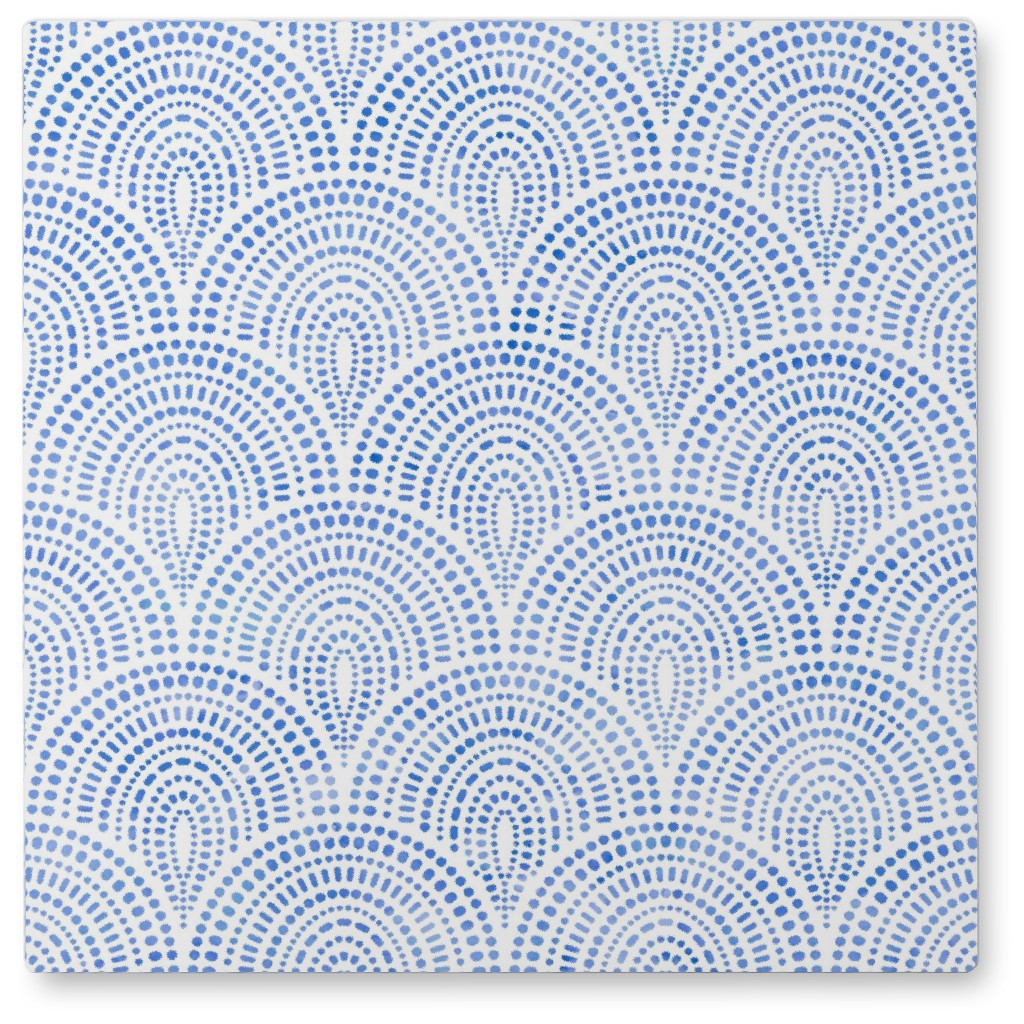 Bohemian Scallop Tile - Blue Photo Tile, Metal, 8x8, Blue
