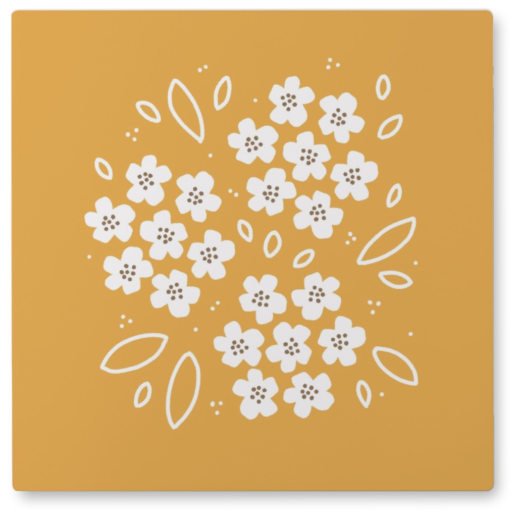 Pansies - Yellow Photo Tile, Metal, 8x8, Yellow, Classic Yellow