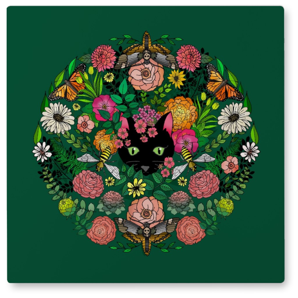 Garden Surprise - Multi on Green Photo Tile, Metal, 8x8, Green, Classic Green