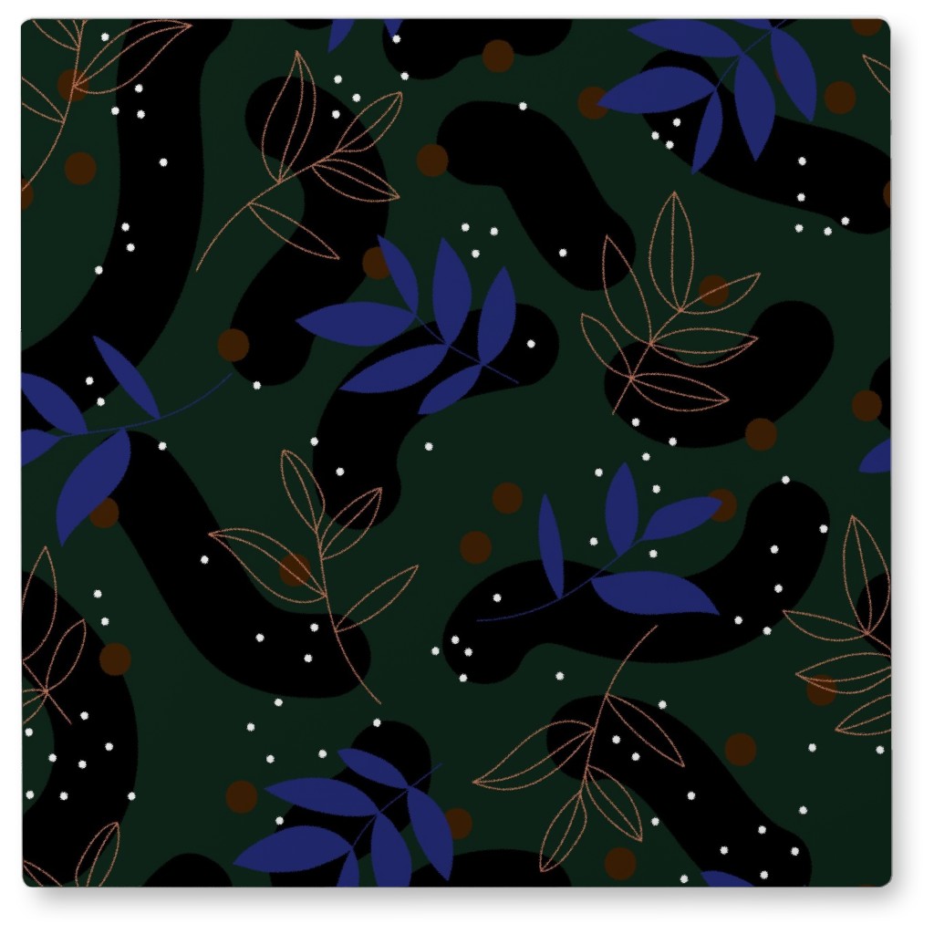 the Modernist - Leaves and Shapes Photo Tile, Metal, 8x8, Black, Charcoal