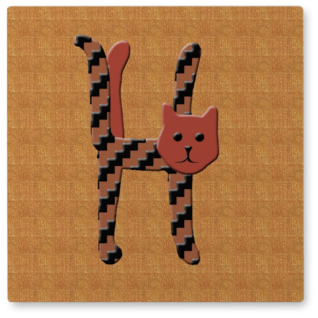 Cat Alphabet - H Photo Tile, Metal, 8x8, Orange