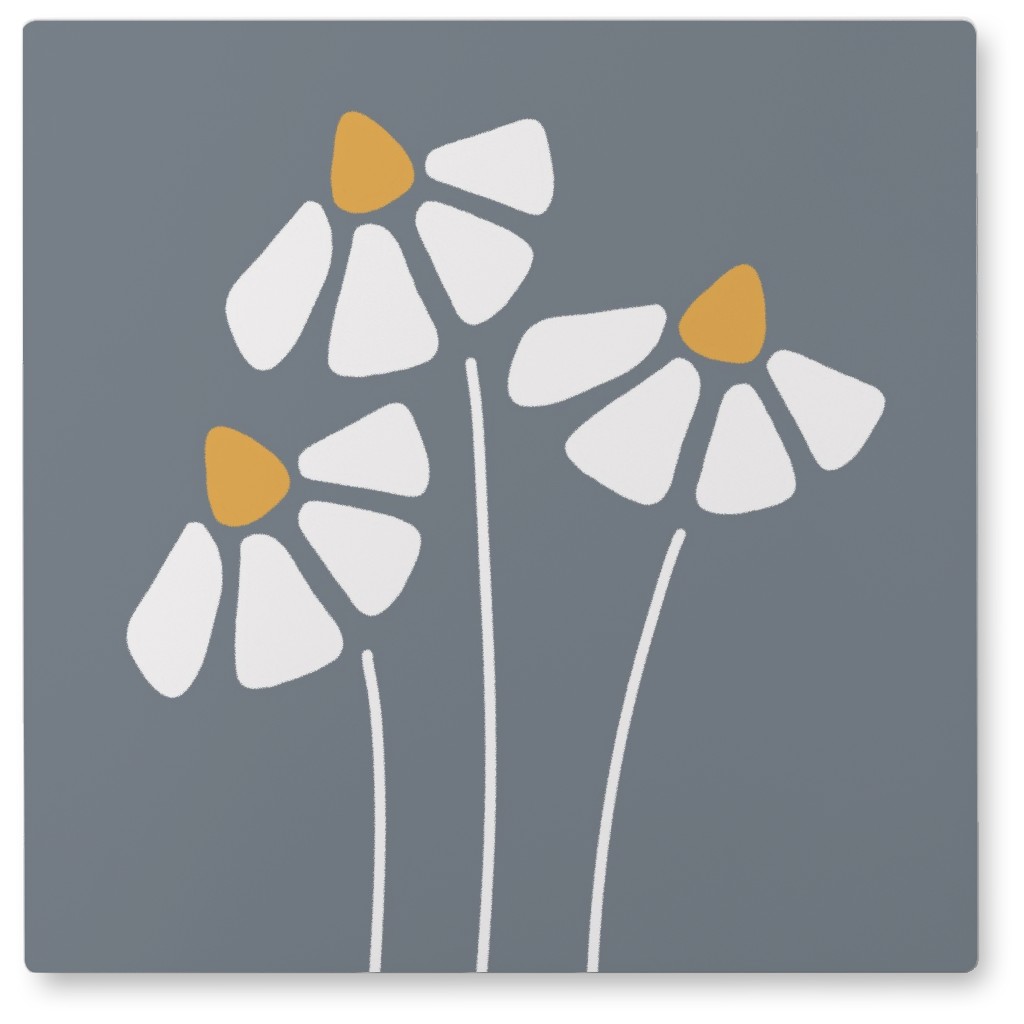 Tall Flowers - Gray Photo Tile, Metal, 8x8, Gray, Gray