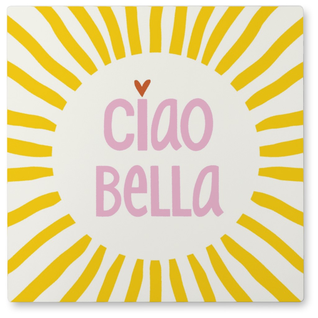 Ciao Bella Photo Tile, Metal, 8x8, Yellow