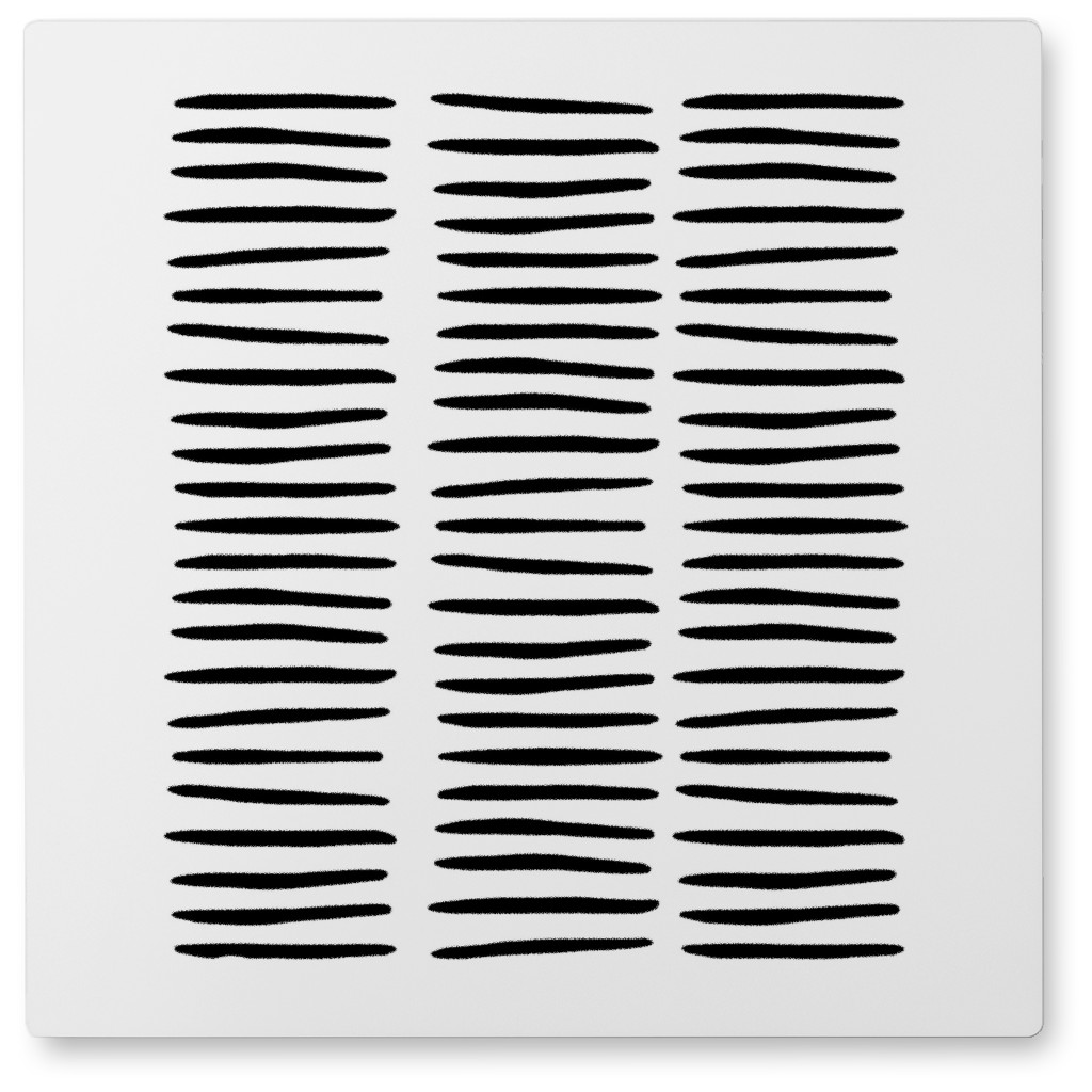 Ink Study - Black and White Photo Tile, Metal, 8x8, White