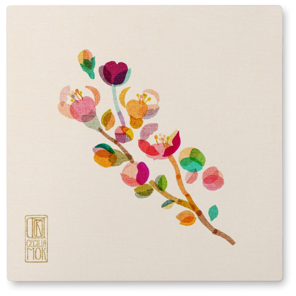 Quince Blossoms - Multi Bright Photo Tile, Metal, 8x8, Multicolor