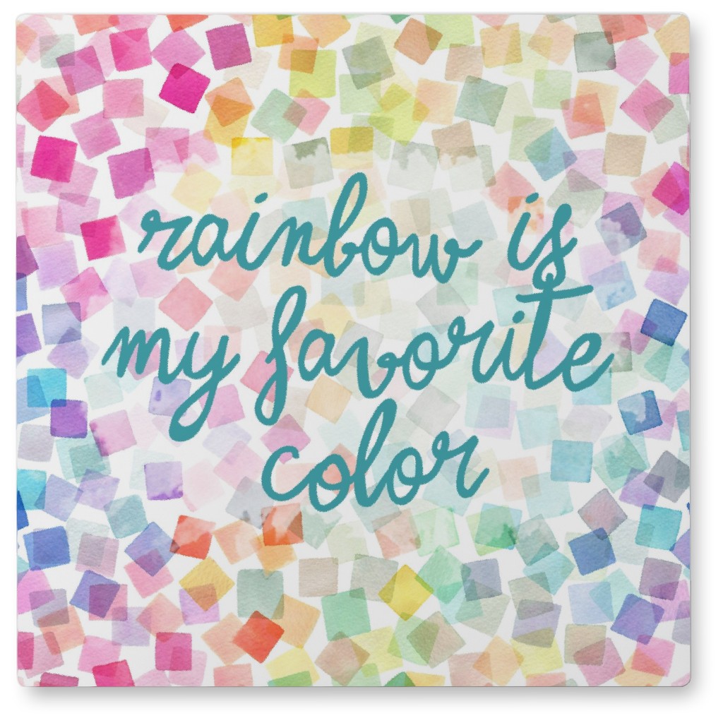 Rainbow Is My Favorite Color Watercolor Plaids - Multi Photo Tile, Metal, 8x8, Multicolor