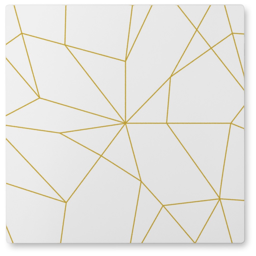 Gold Abstract Lines Photo Tile, Metal, 8x8, Yellow