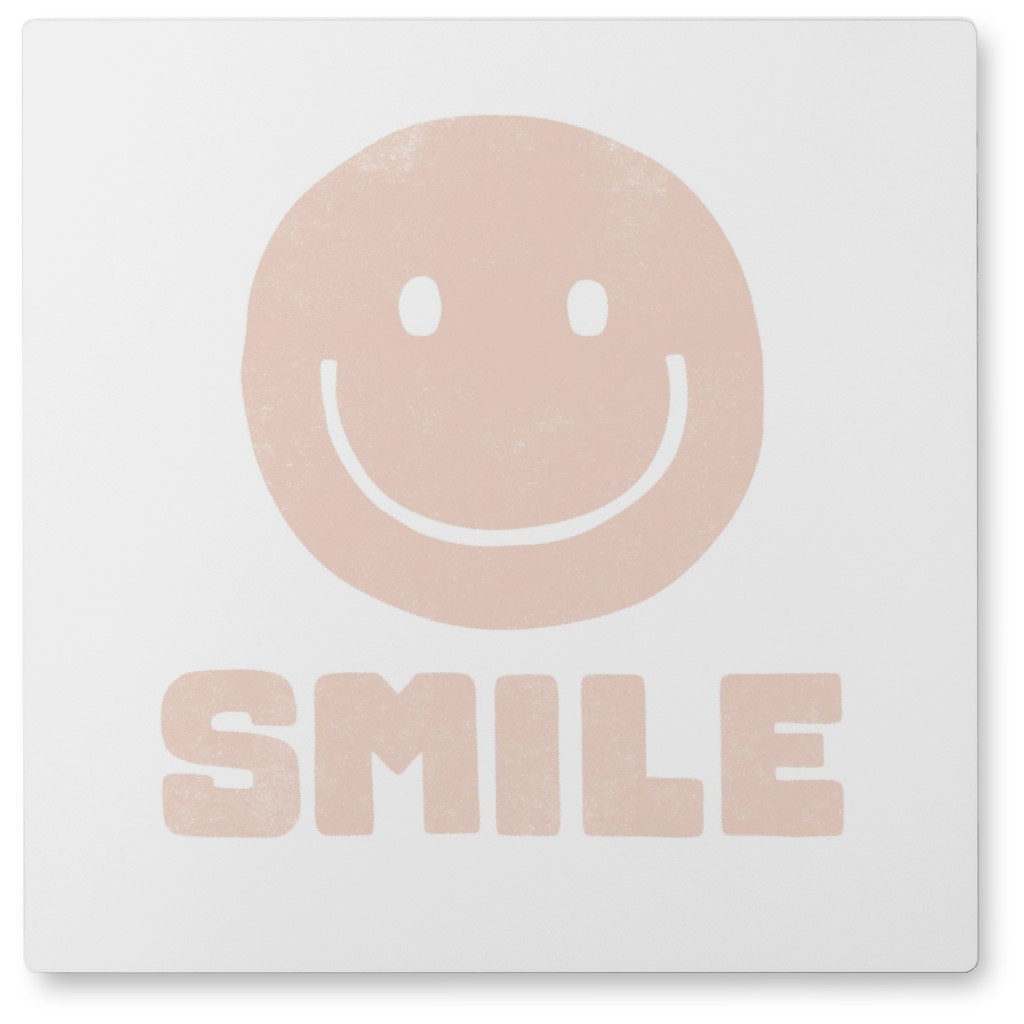 Happy Face Photo Tile, Metal, 8x8, Pink, Pearl