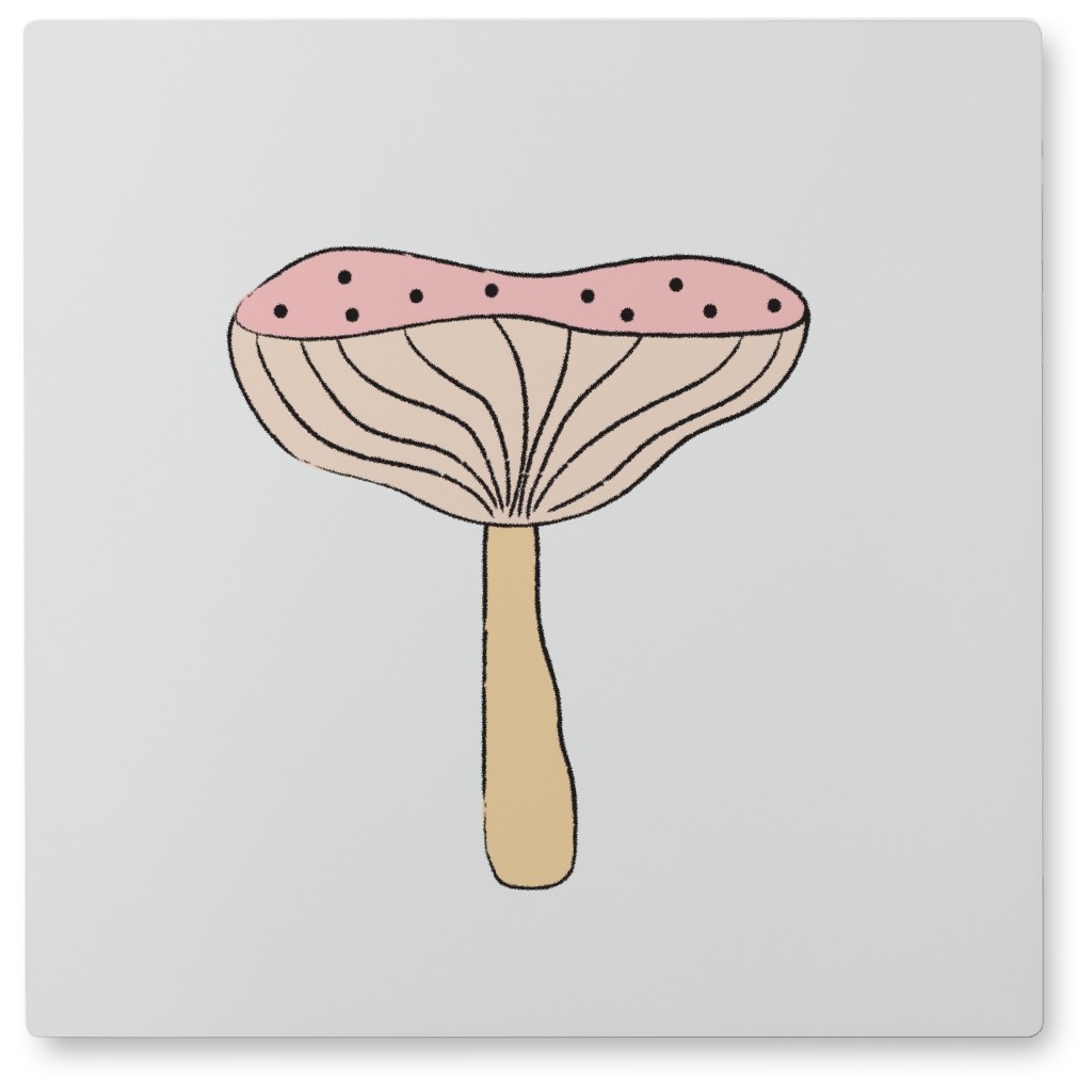 Mushroom Retro Photo Tile, Metal, 8x8, Pink