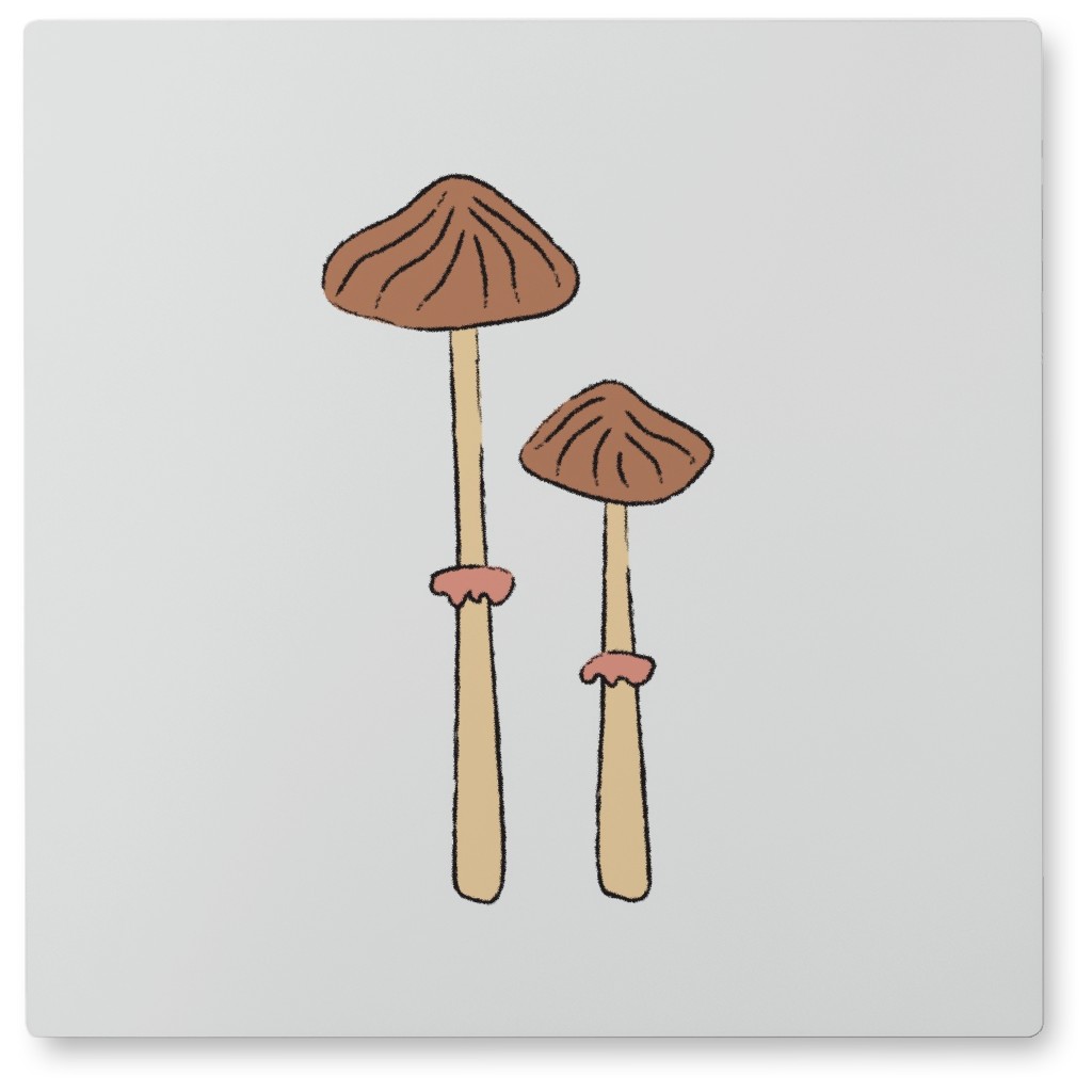 Double Mushroom Photo Tile, Metal, 8x8, Pink, Beige