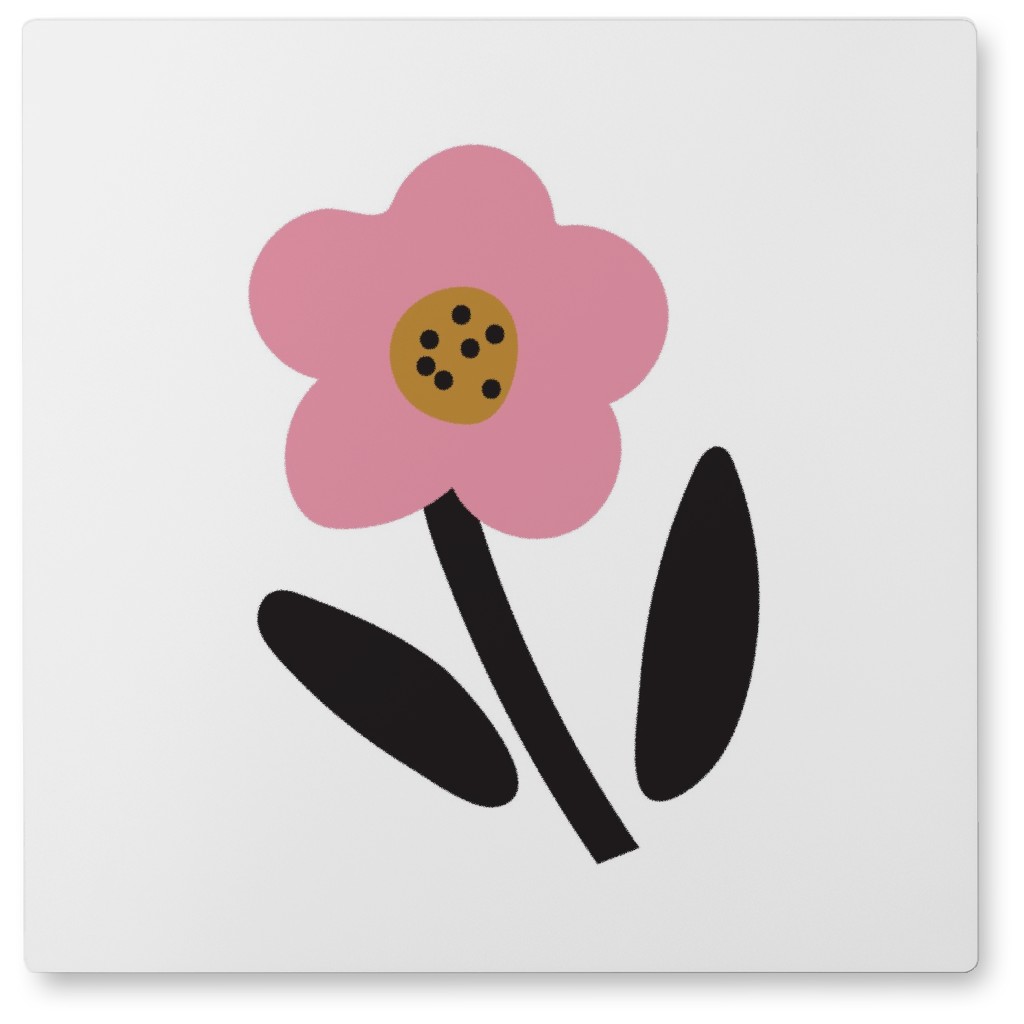 Fun Daisy Flower - Pink Photo Tile, Metal, 8x8, Pink