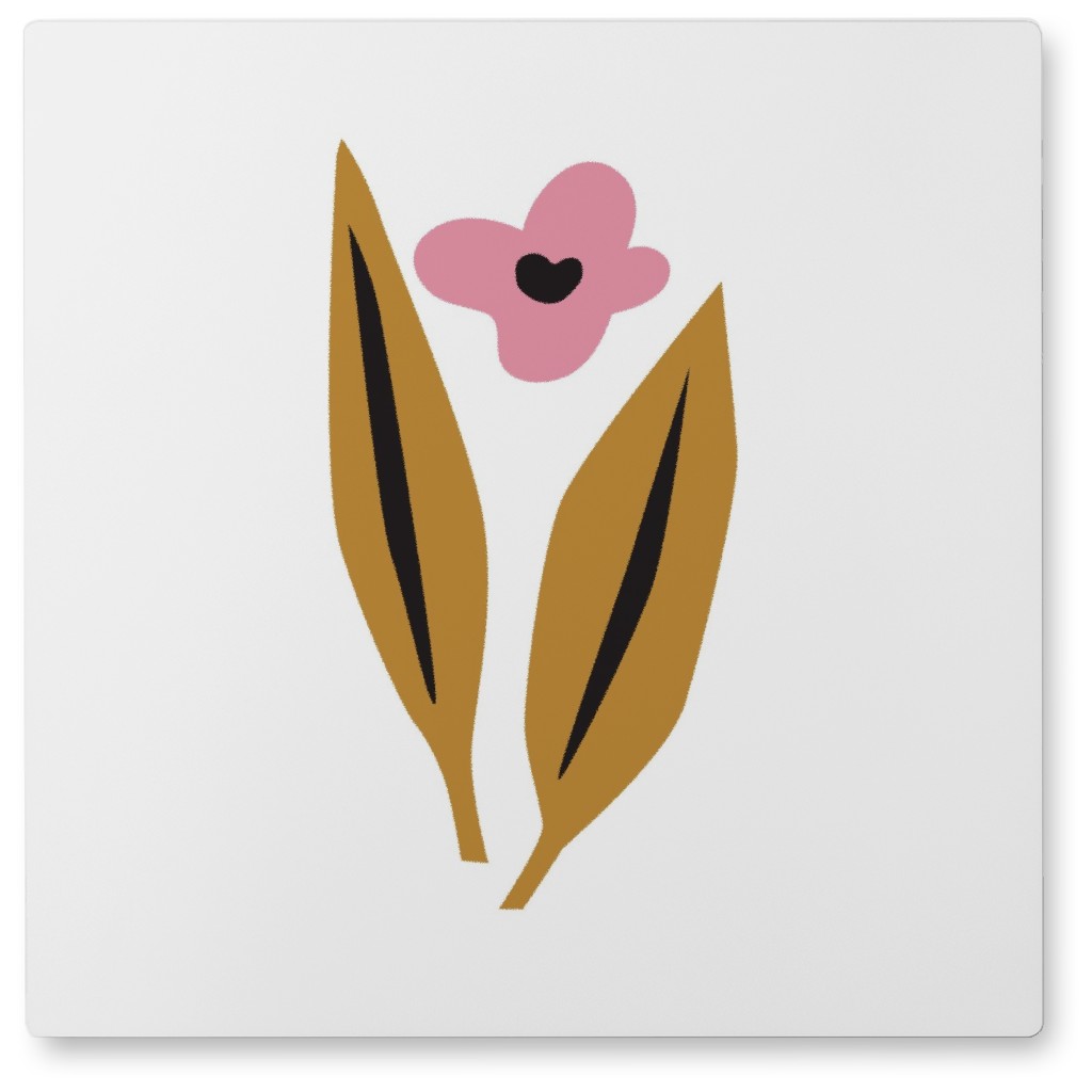 Fun Flower - Pink and Yellow Photo Tile, Metal, 8x8, Yellow, Classic Yellow