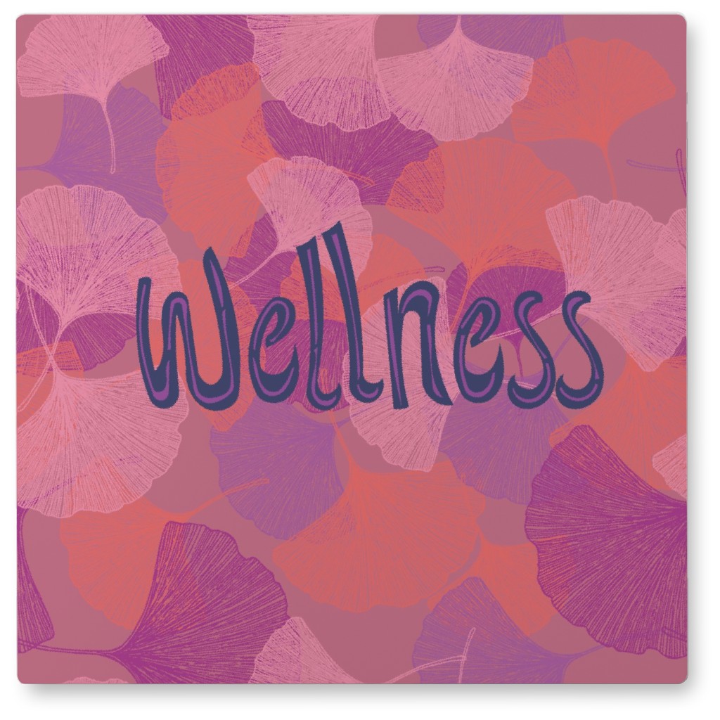 Wellness Ginkgo Bilboa - Pink Photo Tile, Metal, 8x8, Pink