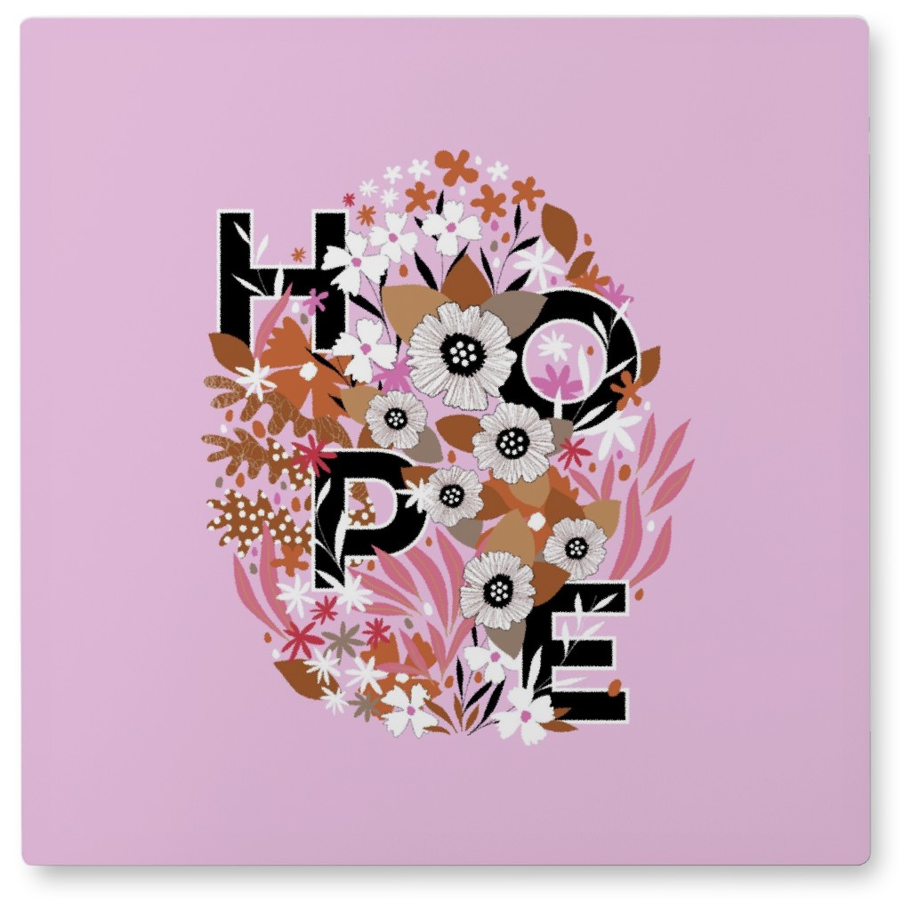 Floral Hope Photo Tile, Metal, 8x8, Pink, Pansy