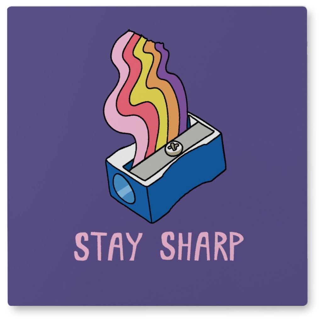Stay Sharp - Multi Photo Tile, Metal, 8x8, Purple