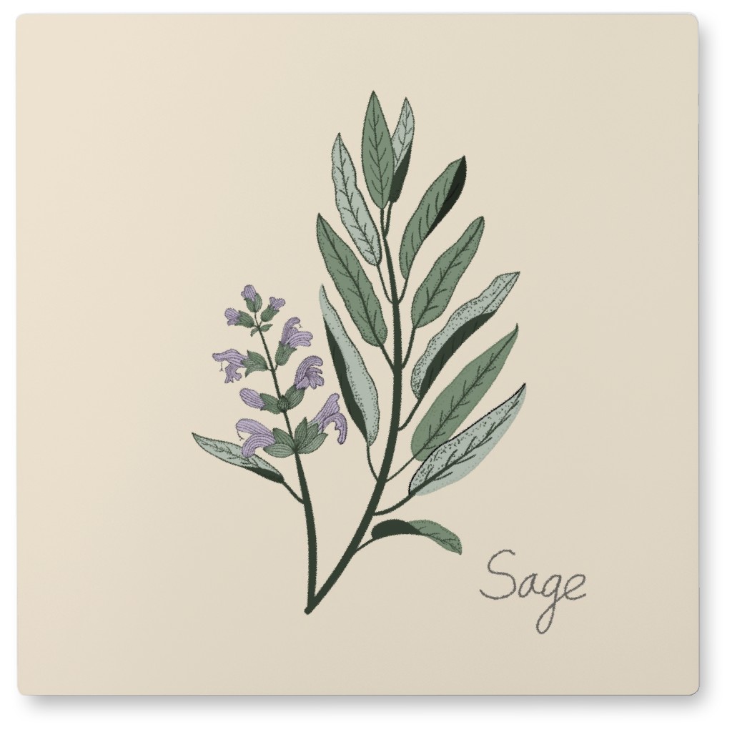 Sage - Neutral Photo Tile, Metal, 8x8, Beige