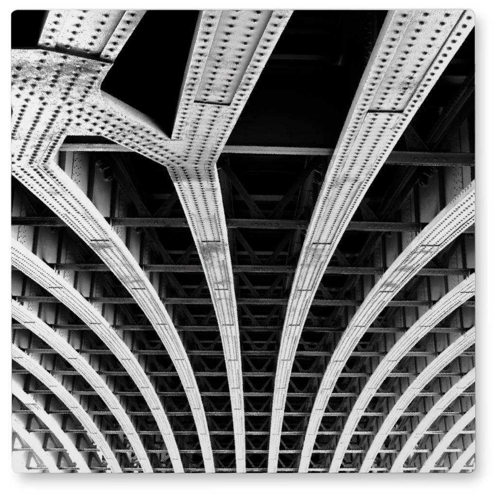 Bridge Architecture Photo Tile, Metal, 8x8, Black, Black