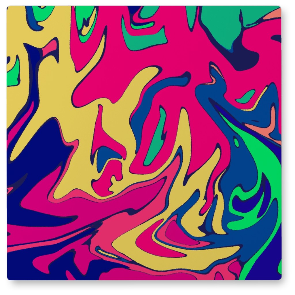 Graphic Abstract Tie Dye Photo Tile, Metal, 8x8, Multicolor