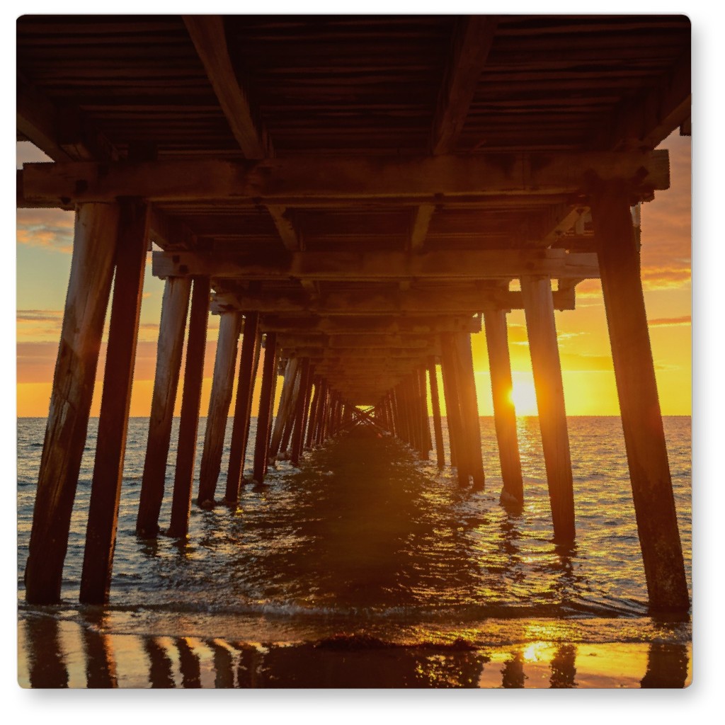 Under the Boardwalk Photo Tile, Metal, 8x8, Blue