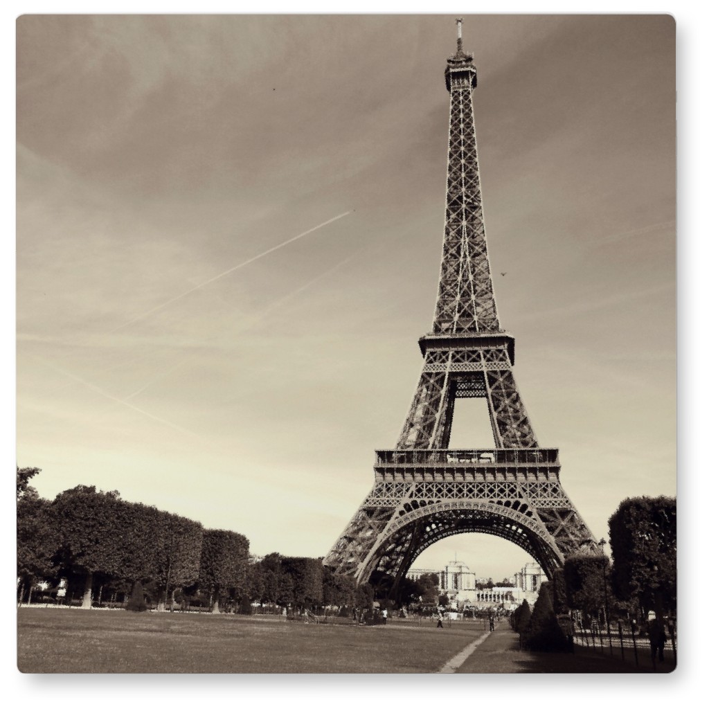 Champs De Mars Photo Tile, Metal, 8x8, Gray, Gray