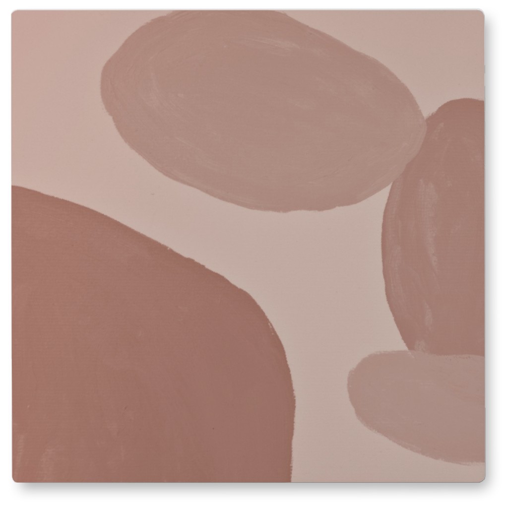 Muted Painterly Shapes - Pink Photo Tile, Metal, 8x8, Pink