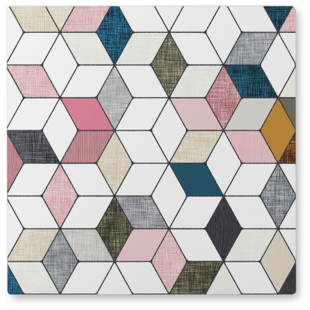 Hexo - Pink Photo Tile, Metal, 8x8, Multicolor