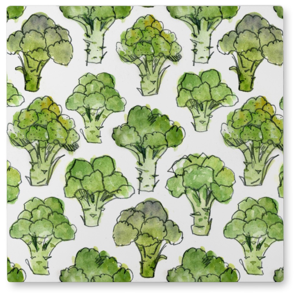 Broccoli - Green Photo Tile, Metal, 8x8, Green, Classic Green